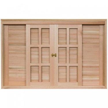 Imagem de Janela de Madeira Veneziana de Correr 120x160cm com Caixilho 14cm Ewk 