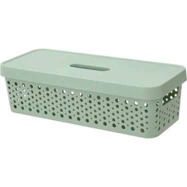 Imagem de Cestos Organizador c/ Tampa Trama Rattan 3,6L Usual Utilid - Usual Uti