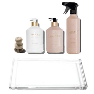 Imagem de L'AVANT Collective Pacote Luxury Home Essentials Sabonete de alto desempenho, sabonete para as mãos, spray de limpeza multiuso, escova de esfregar, bandeja de lucite, ingredientes luxuosos, garrafas