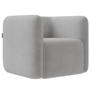 Imagem de Poltrona para Sala de Estar Decorativa Quadrada Maggie K04 Veludo Cinz