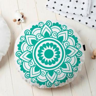 Imagem de Almofada Redonda Estampada Mandala 45x45cm Obery Jade - FASTLAR