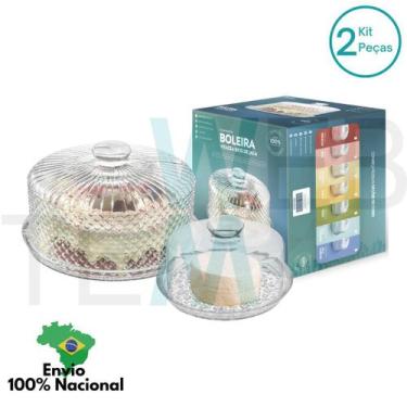 Imagem de Kit Boleira Bico de Jaca Prato 28cm para Bolo e Queijeira Petit Poa de