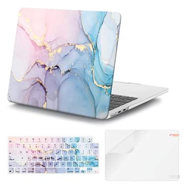 Imagem de iCasso Capa para MacBook Air de 13 polegadas versão 2025 2024-2022 M4 A3240 M3 A3113 A2681 M2 com tela de retina líquida, capa de plástico rígido para Mac Air 13.6, capa de teclado TPU e protetor de