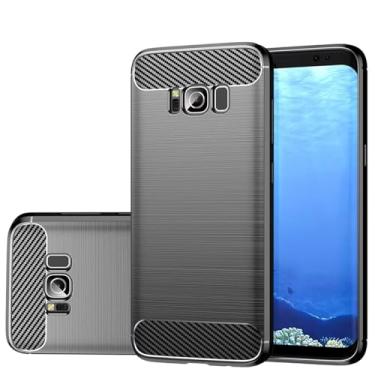 Imagem de Gufuwo Capa para Galaxy S8 Plus, capa para S8+ SM-G955U, capa de telefone fina de fibra de carbono, capa traseira macia de TPU antiarranhões, à prova de choque, capa protetora para Samsung Galaxy S8