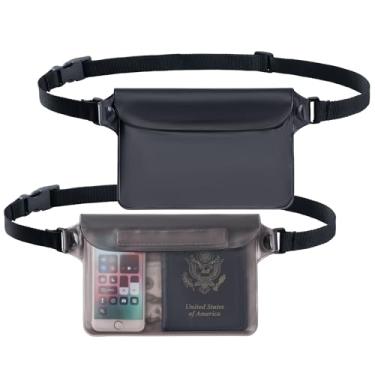 Imagem de CADONO Pacote com 2 bolsas à prova d'água com alça de cintura ajustável | Bolsa seca sensível ao toque da tela, mantenha seu telefone e objetos de valor secos, perfeita para natação, caiaque, passeios
