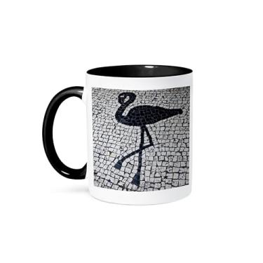 Imagem de 3dRose China, Macau. Designs de azulejos portugueses, Caneca quadrada do Senado, 325 ml, preta