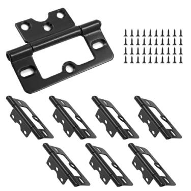Imagem de Auvotuis 8 peças de dobradiças de porta pretas sem encaixe de 7 cm dobradiças modernas de ferro para armário para guarda-roupa