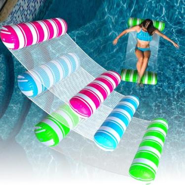 Imagem de Pacote com 3 boias infláveis para piscina rede de água tamanho adulto, brinquedos flutuantes de piscina, flutuadores multiuso 4 em 1 para piscina, balsas de piscina, cadeiras flutuantes, para férias diversão e descanso