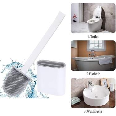 Imagem de Escova de Limpeza Vaso Sanitário Banheiro Silicone Com Base - REIS VAR