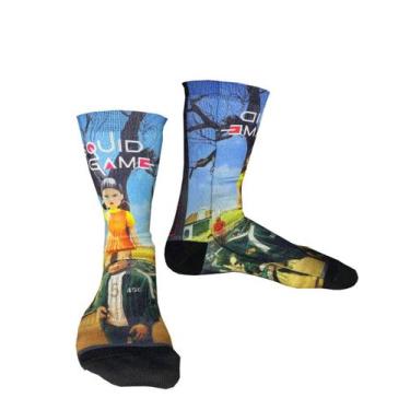 Imagem de Meia Exclusivas Round 6 Masculinas e Femininas cano alto, Azul, único