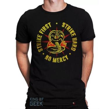 Imagem de Camiseta Cobra Kai Strike First Camisa Karate Kid Filme Geek - KING OF
