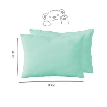 Imagem de Kit 2 Fronhas 40cm x 60cm Kids Malha 100% Algodão Lisa Verde Arrumadin