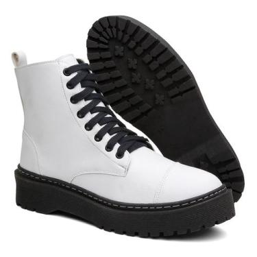 Imagem de Bota Coturno Tratorada Feminina Branca Confortável Vwaboots, 37