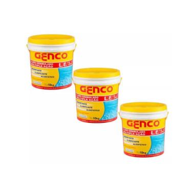 Imagem de Kit 3 balde cloro granulado 3 em 1 multi ação 10kg genco