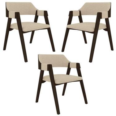 Imagem de Kit 3 Cadeiras Sala de Jantar e Jogos Carteados Madeira Maciça Poker L