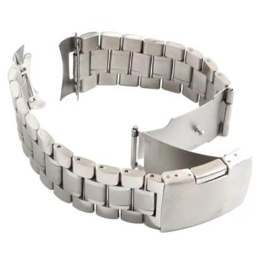 Imagem de Pulseira Relógio Aço 24mm Encaixe Curvo Botão lateral Fecho.LC129 - Ma