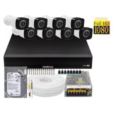Imagem de Kit 8 Cameras Segurança 1080 Full Hd Dvr Intelbras 8ch mhdx Alta Resol