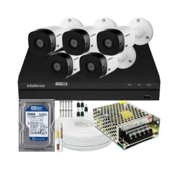Imagem de Kit Cftv 5 Câmeras De Segurança Intelbras Multi Hd 720p E Dvr Mhdx 120