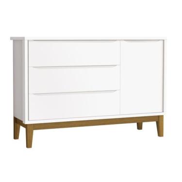 Imagem de Cômoda Sapateira Classic New Branco Fosco com Madeira - Reller