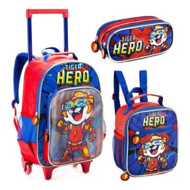 Imagem de Kit Mochila  Lancheira e Estojo Infantil Tigre Escolar - Denlex