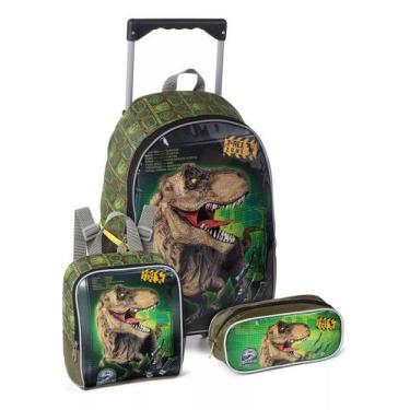Imagem de Kit Mochila Dinossaurro  Lancheira Térmica  Estojo Infantil Seanite