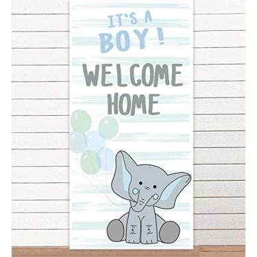 Imagem de It's A Boy Welcome Home Cute Cartoon Baby Elephant Banner Fundo Photo Booth Adereços Tema Animal Zoo Decoração para Menino Príncipe Selvagem Safari Chá de Bebê 1º Aniversário Lembranças Suprimentos Decorações