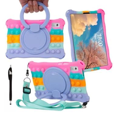 Imagem de Misenya Capa para tablet Lenovo Tab M9 9 polegadas rotação de 360° capa de silicone colorida adequada para crianças para Lenovo Tab M9 (310FU) (rosa colorido, tipo rotação de 360°)