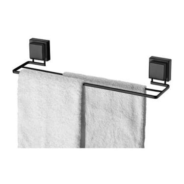 Imagem de Porta toalha duplo ventosa 45 cm preto fosco Future 8054PT