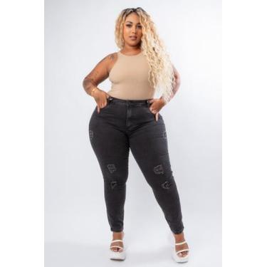 Imagem de Calça Jeans Plus Size Skinny Rasgada Moderna Empina Bumbum - ANE JEANS