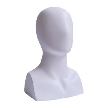 Imagem de Kokiya Holder de cabeça de manequim Profissional com a peruca de cabeça de ombro, mostrando o suporte para a peruca de colar fazendo estiling shopping center, Branco