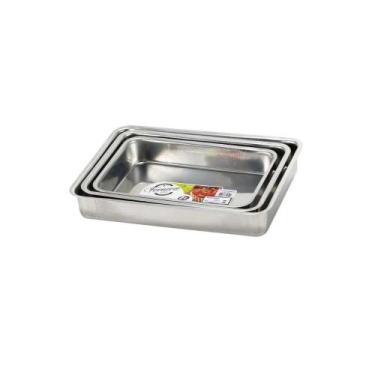 Imagem de Jogo Assadeira Retangular ALTA Alumínio Polido 3 Peças - Marcolar