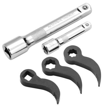 Imagem de 5 peças de cabeça adaptadora de chave de alavanca, nova ferramenta de cabeça de adaptador de pé de cabra, ferramentas de reparo de carro de remoção de meio eixo com barra de extensão para espaços