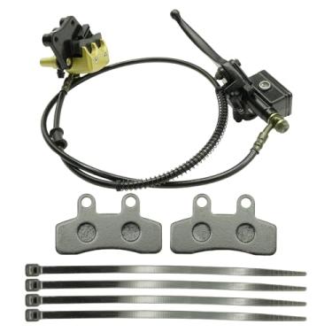 Imagem de Aynaxcol Pinça de cilindro mestre de freio a disco dianteiro, conjunto de pinça de cilindro mestre de freio a disco hidráulico dianteiro com pastilha de freio para bicicleta chinesa de 50 cc 70 cc 90