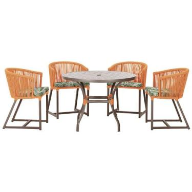 Imagem de Mesa com 4 Cadeiras de Jantar Roma 100cm e Noronha em Aluminío Marrom 