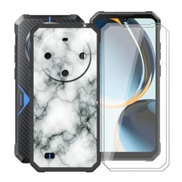 Imagem de YQINHHME Capa de telefone à prova de choque para Fossibot F105 (6,7 polegadas) + 2 pacotes de película protetora de vidro temperado, capa fina de silicone macio antiarranhões para Fossibot F105 -