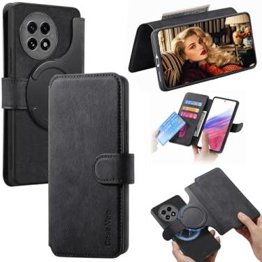 Imagem de Ysnzaq Capa carteira magnética destacável 2 em 1 para OnePlus 13R / Ace 5 / Ace 5 Pro, capa flip de couro PU com bloqueio RFID e suporte para cartões para OnePlus 13R XMG preta