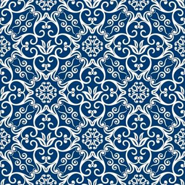 Imagem de Papel De Parede 10m Provençal Azul Branco Autocolante