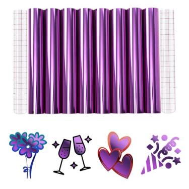 Imagem de Tintnut Vinil permanente metálico - 8 folhas de vinil adesivo holográfico holográfico roxo escuro 30,5 x 30,5 cm para máquina de corte, material impermeável para decoração de casa autoadesivo