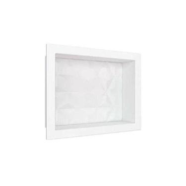 Imagem de Nicho Para Banheiro em Mármore Sintético Texturizado 40x30 Branco - Cozimax