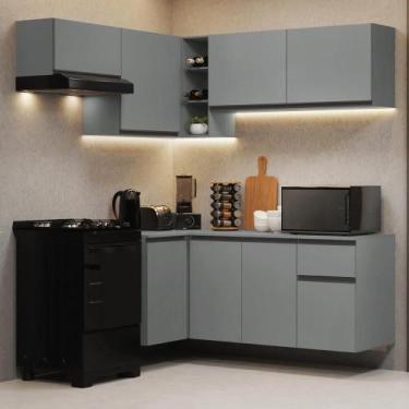 Imagem de Armário de Cozinha Completa de Canto Suspenso 325cm Cinza Nice Madesa 
