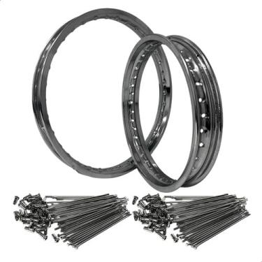 Imagem de Par De Aros Traseiro E Dianteiro + Par Raios Pop 100 / 110i