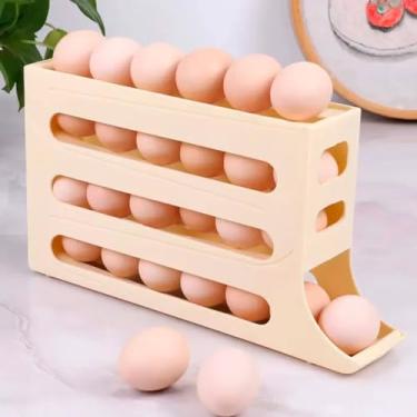 Imagem de Porta Ovos Dispenser Organizador 4 Andares - Suporte para Ovos Automático Rolante Moderno e Compacto Para Geladeira e Bancada