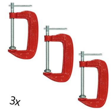 Imagem de Kit 3 Grampos Sargento Tipo C 2 - 6 Polegadas Marcenaria 70mm - 200mm 