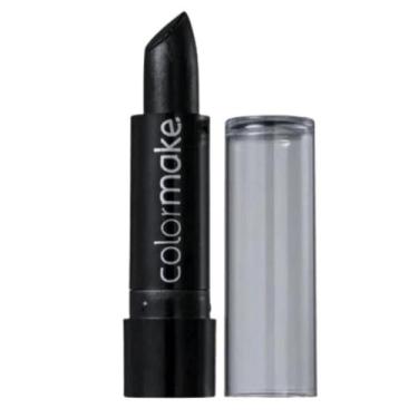 Imagem de Batom Cremoso Preto Colormake 3,5g Maquiagem Halloween