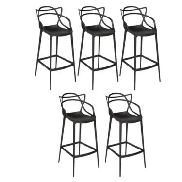 Imagem de Kit c/5 banquetas médias Masters Allegra - 66 cm - Preto - Bar, Churrasqueira, Área Gourmet