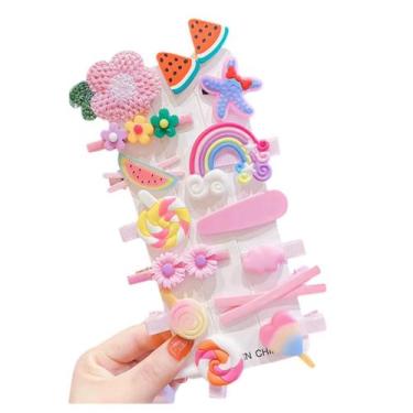 Imagem de Kit 14 Presilha Cabelo Menina Infantil Tons Rosa - galega