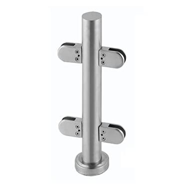 Imagem de SJHDUNBW Grampo de clipe grade de vidro prateado Postes de balaustrada resistentes coluna de grade de vidro redondo poste de balaustrada de vidro para varanda cerca de piscina