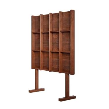 Imagem de Porta-jornais de chão Porta-revistas de chão, estante de leitura de madeira maciça, porta-livros criativo para exposição de jornais e CDs Porta-revistas de chão(Walnut)