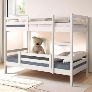 Imagem de Beliche Solteiro Madeira Maciça Com Grade Proteção Reforçado Woodstore