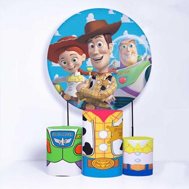 Imagem de Kit Painel de Festa Redondo e Trio de Cilindros Toy Story - Fera Print